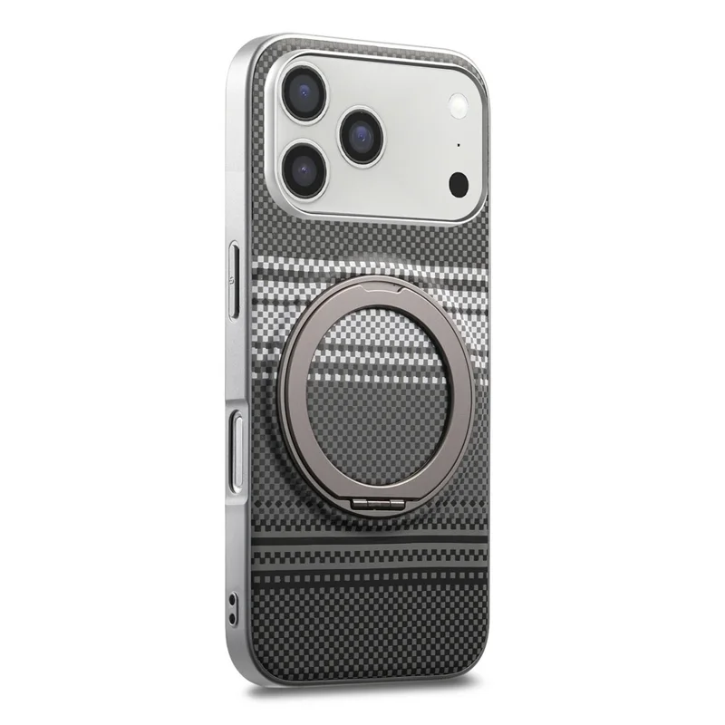 For iPhone 18 Pro Case Magnetic Kickstand PU Leather + PC + TPU Gradient Phone Cover - Black