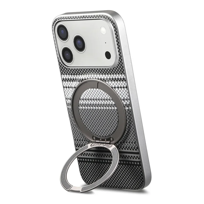 For iPhone 18 Pro Case Magnetic Kickstand PU Leather + PC + TPU Gradient Phone Cover - Black
