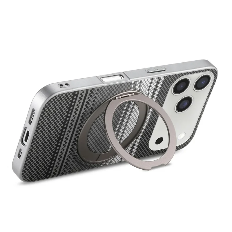 For iPhone 18 Pro Case Magnetic Kickstand PU Leather + PC + TPU Gradient Phone Cover - Black