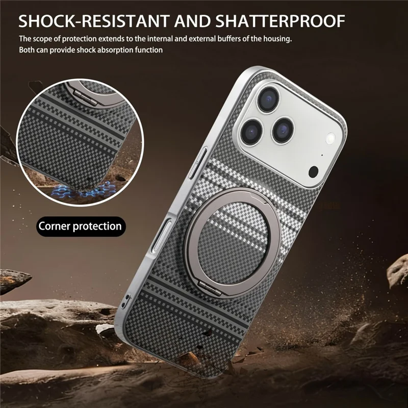 For iPhone 18 Pro Case Magnetic Kickstand PU Leather + PC + TPU Gradient Phone Cover - Black