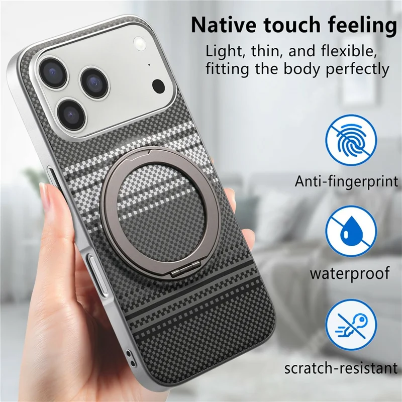 For iPhone 18 Pro Case Magnetic Kickstand PU Leather + PC + TPU Gradient Phone Cover - Black