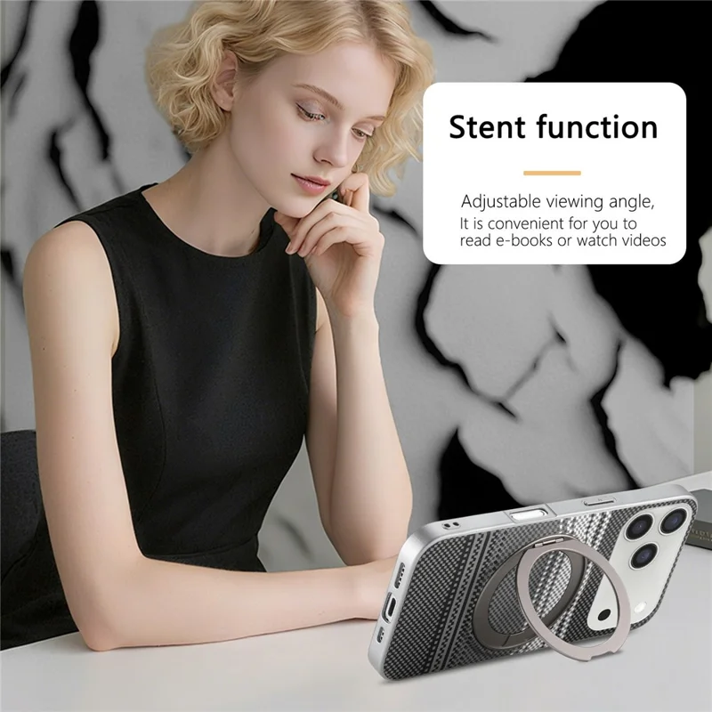 For iPhone 18 Pro Case Magnetic Kickstand PU Leather + PC + TPU Gradient Phone Cover - Black