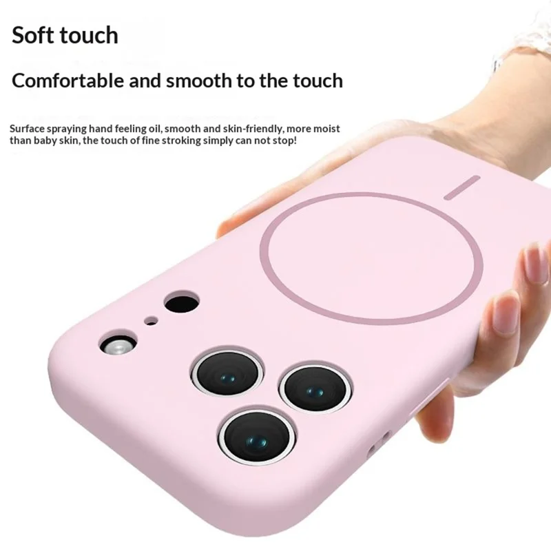Чехол для iPhone 18 Pro с магнитом, из жидкого силикона и поликарбоната, защитная задняя панель, совместима с MagSafe — вишневый