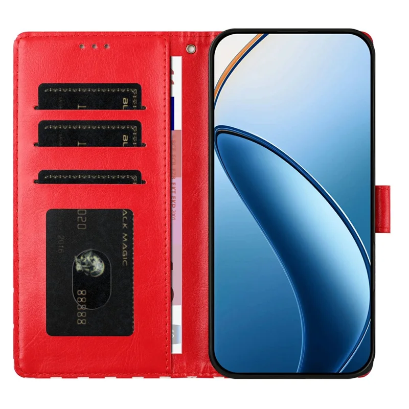 For Samsung Galaxy S26+ Case Heart Pattern PU Leather Flip Wallet Stand Phone Cover with Wrist Strap - Red