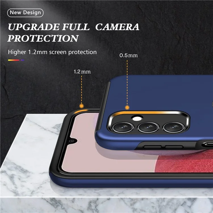 Pour Samsung Galaxy A14 5G / A14 4G Rotation Ring Kickstand Case Hard PC+Soft TPU Dual Layer Protection Phone Cover - Bleu