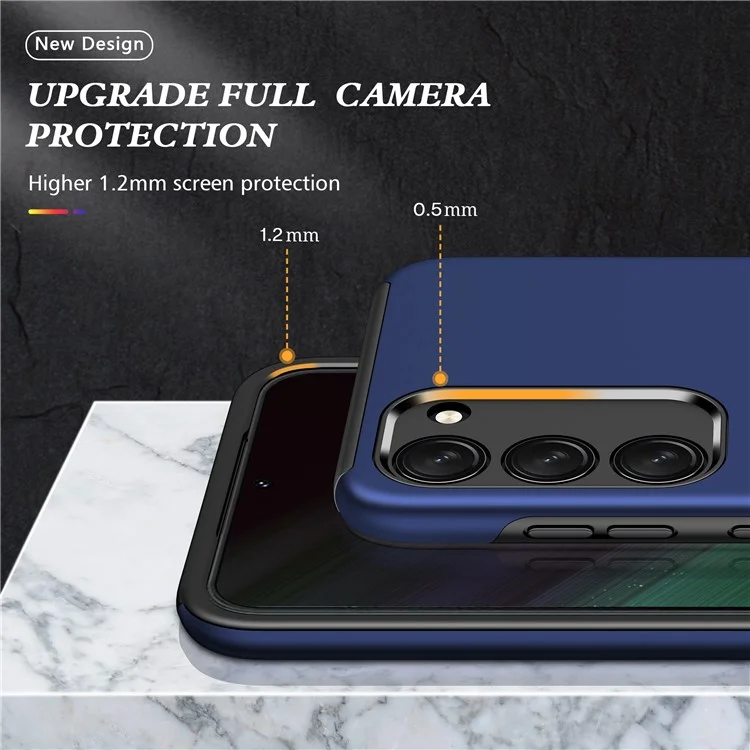 Pour Samsung Galaxy S23 Rotation Ring Kickstand Shockproof Case Hard PC+Soft TPU Dual Layer Protection Phone Cover - Bleu
