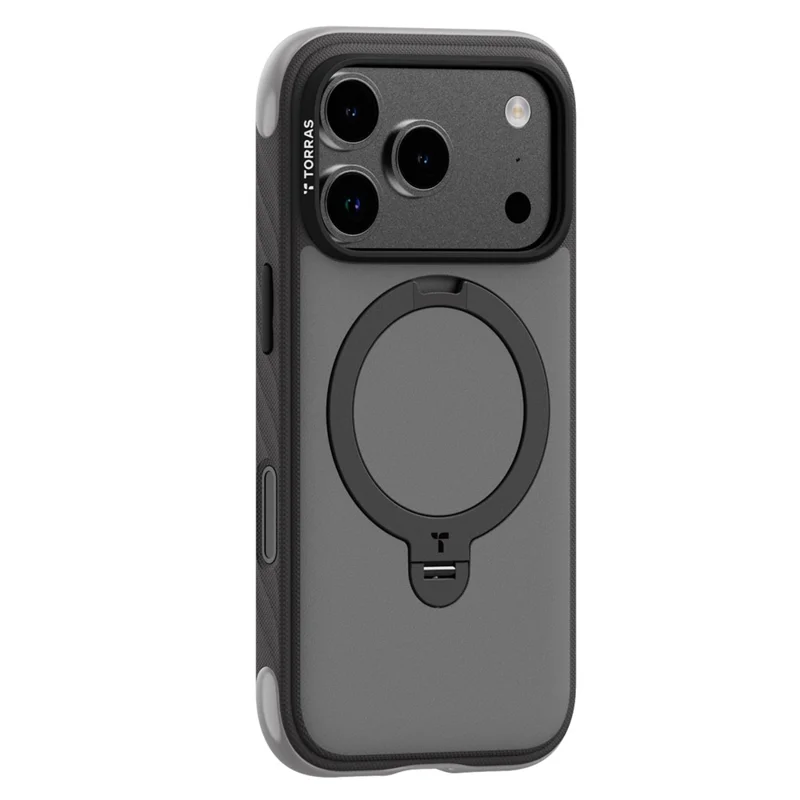 TORRAS Ostand Q3 Rugged Series for iPhone 18 Pro / 17 Pro Magnetic Case Rotating Kickstand TPU + PC Phone Cover - Black