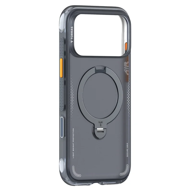 TORRAS Ostand Q3 Air Series For iPhone 18 Pro / 17 Pro Case Shockproof PC + TPU Phone Cover with Kickstand - Black