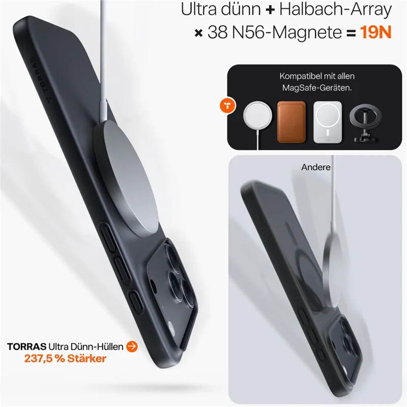 TORRAS OriginFit-Mag Series For iPhone 18 Pro Max / 17 Pro Max Case Compatible with MagSafe Hard PC Shockproof Phone Cover - Black - 4