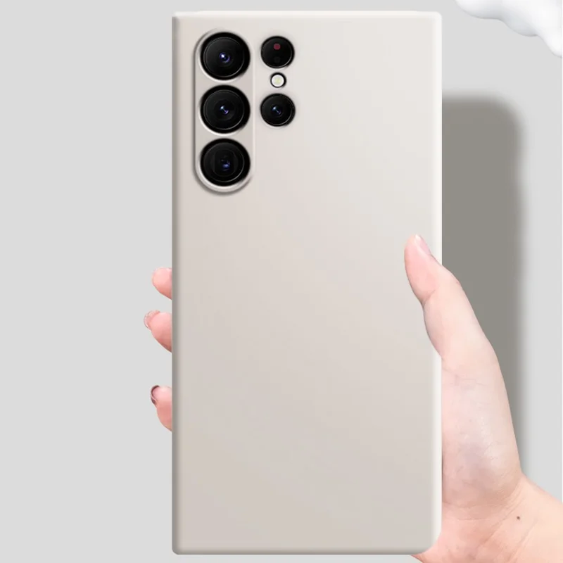 Rubberized Mobile Phone TPU Case for Samsung Galaxy S23 Ultra, Microfiber Lining Design Straight Edge Bump Proof Protective Cover - Orange