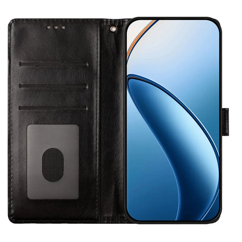 Für iPhone 16 Hülle Herz-Muster PU-Leder Klappe mit Ständer und Brieftasche, mit Handschlaufe - Schwarz