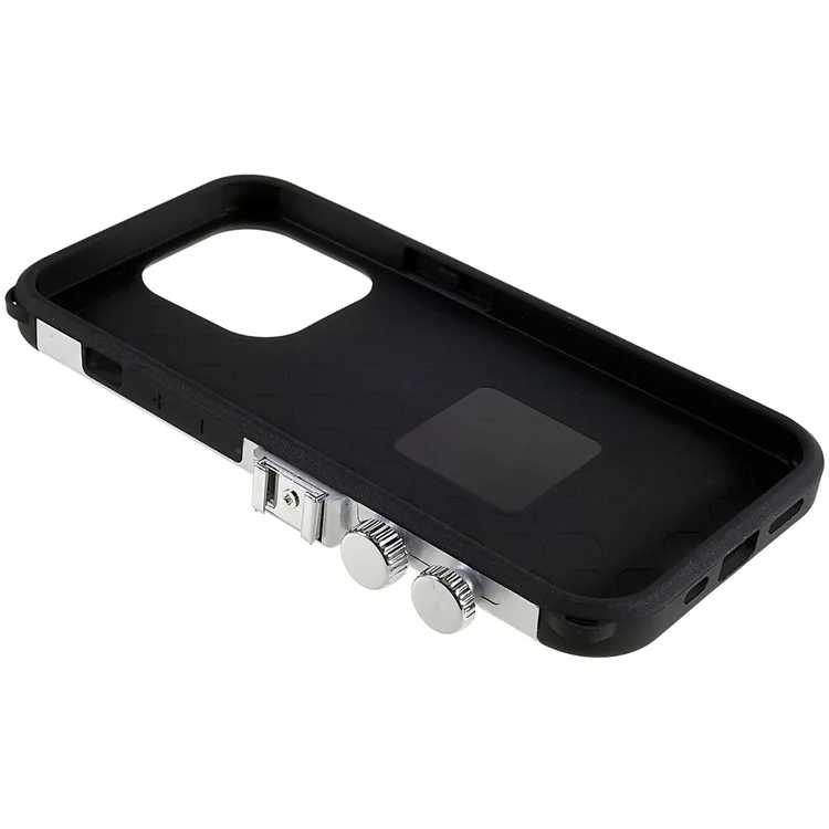 Für iPhone 14 Pro Vintage Style Classic Kamera Handyhülle PU-Leder + TPU + PC Fallschutz mit Lanyard - Schwarz