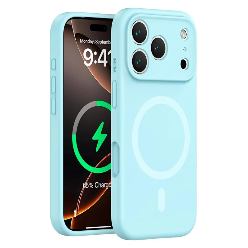 For iPhone 18 Pro Max / 17 Pro Max Magnetic Case Precision Fit PC + Liquid Silicone Protective Phone Cover - Blue