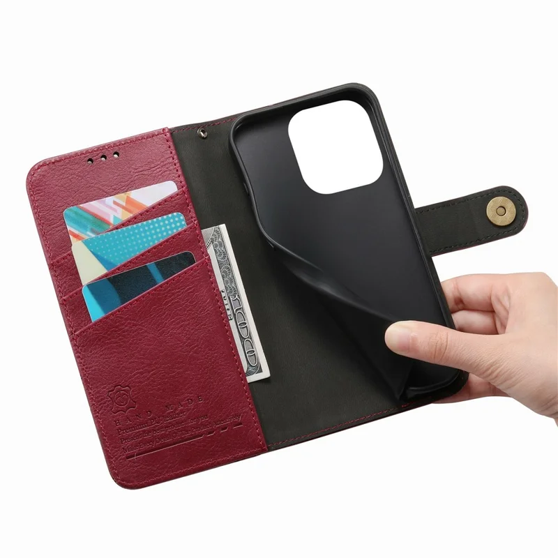 For OnePlus Turbo 6X Pro 5G Case Color Splicing PU Leather Flip Shockproof Phone Cover with Wrist Strap - Red