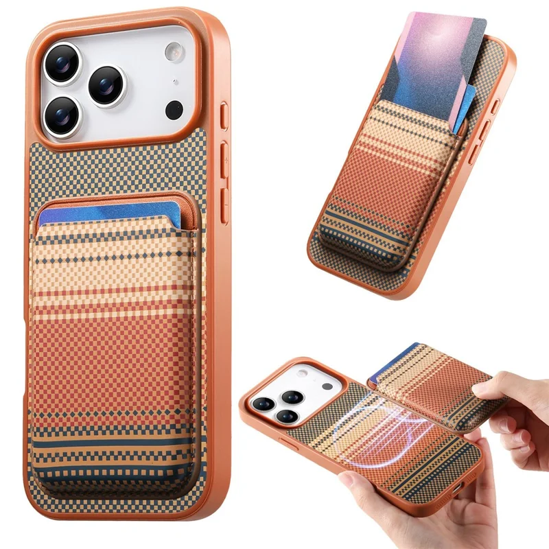 For iPhone 18 Pro Max / 17 Pro Max Magnetic Case Detachable Card Holder PU Leather + PC + TPU Shockproof Cover - Brown