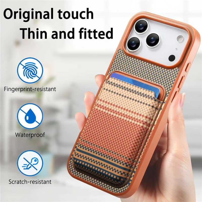 For iPhone 18 Pro Max / 17 Pro Max Magnetic Case Detachable Card Holder PU Leather + PC + TPU Shockproof Cover - Brown