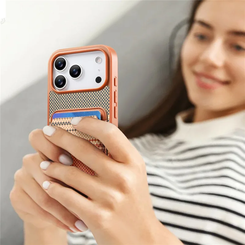 For iPhone 18 Pro Max / 17 Pro Max Magnetic Case Detachable Card Holder PU Leather + PC + TPU Shockproof Cover - Brown