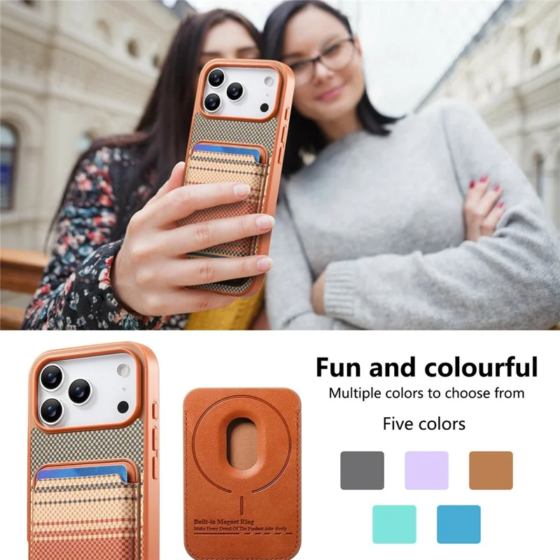 For iPhone 18 Pro Max / 17 Pro Max Magnetic Case Detachable Card Holder PU Leather + PC + TPU Shockproof Cover - Brown