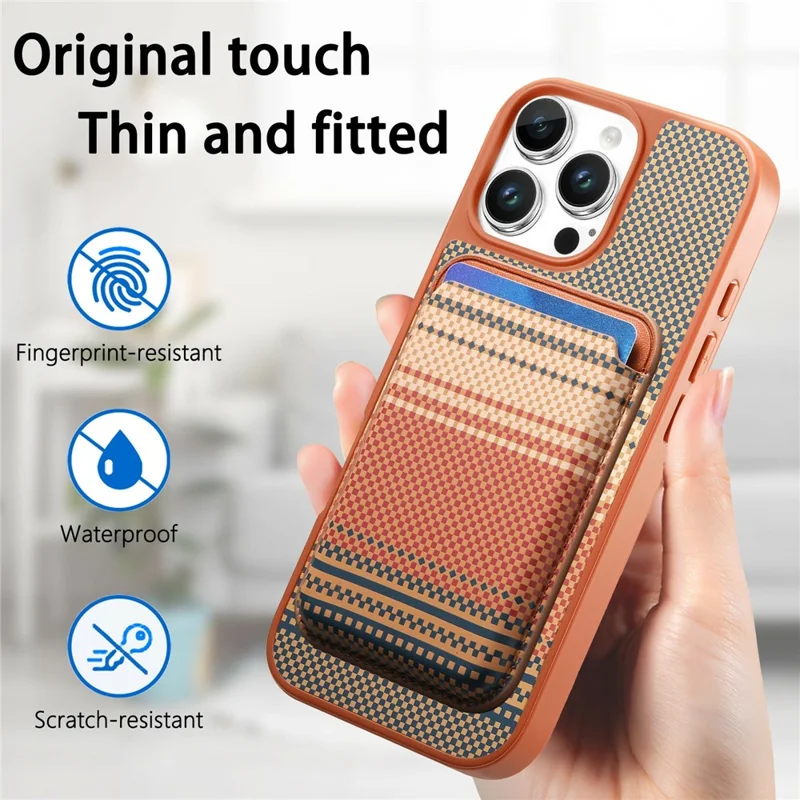 For iPhone 16 Pro Max Magnetic Case Detachable Card Holder PU Leather + PC + TPU Shockproof Cover - Brown