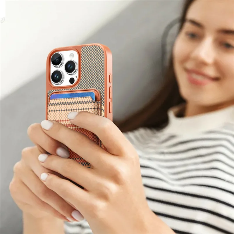 For iPhone 16 Pro Max Magnetic Case Detachable Card Holder PU Leather + PC + TPU Shockproof Cover - Brown