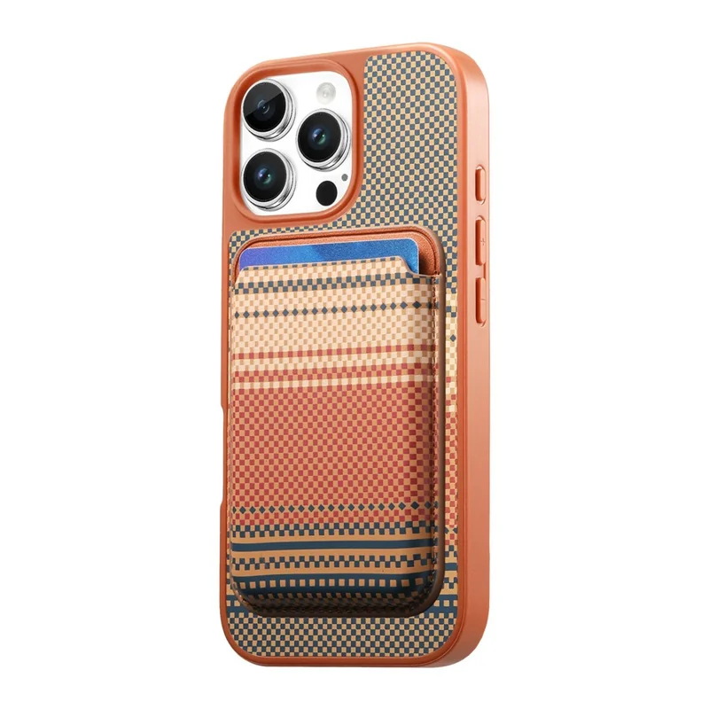 For iPhone 16 Pro Max Magnetic Case Detachable Card Holder PU Leather + PC + TPU Shockproof Cover - Brown