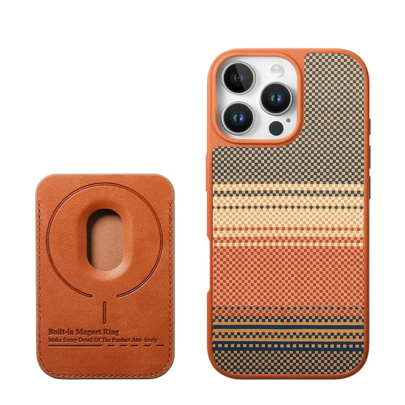 For iPhone 16 Pro Max Magnetic Case Detachable Card Holder PU Leather + PC + TPU Shockproof Cover - Brown
