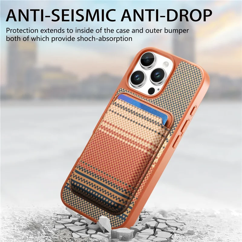 For iPhone 16 Pro Max Magnetic Case Detachable Card Holder PU Leather + PC + TPU Shockproof Cover - Brown