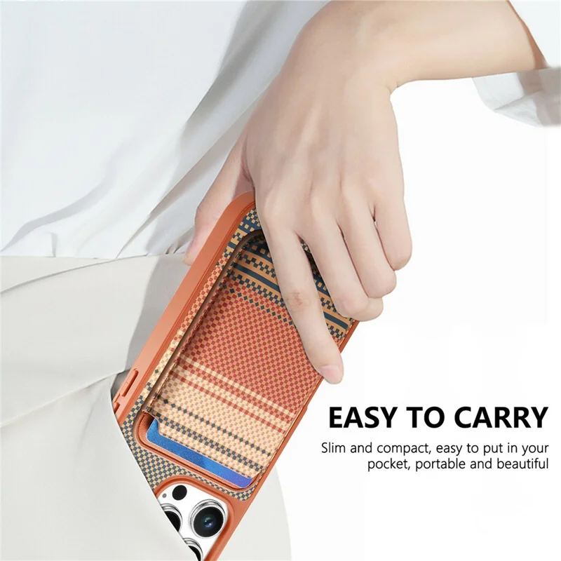 For iPhone 16 Pro Max Magnetic Case Detachable Card Holder PU Leather + PC + TPU Shockproof Cover - Brown