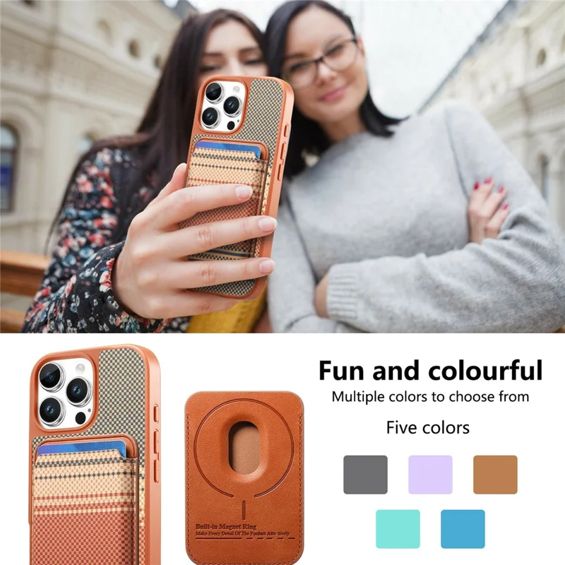 For iPhone 16 Pro Max Magnetic Case Detachable Card Holder PU Leather + PC + TPU Shockproof Cover - Brown