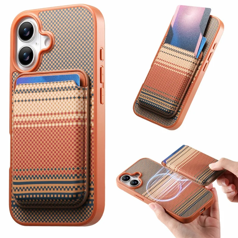 For iPhone 17 Magnetic Case Detachable Card Holder PU Leather + PC + TPU Shockproof Cover - Brown