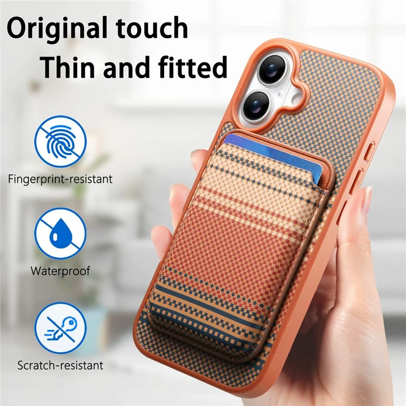 For iPhone 17 Magnetic Case Detachable Card Holder PU Leather + PC + TPU Shockproof Cover - Brown