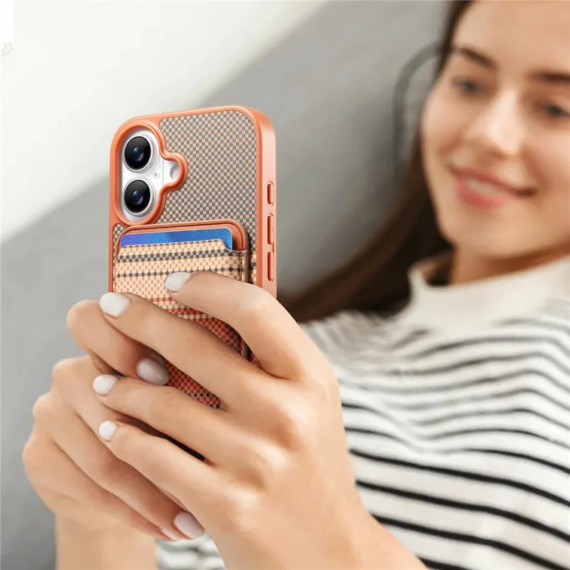 For iPhone 17 Magnetic Case Detachable Card Holder PU Leather + PC + TPU Shockproof Cover - Brown