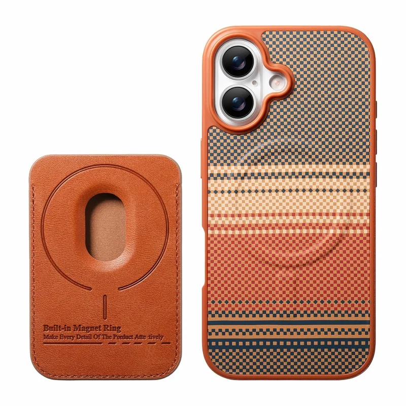 For iPhone 17 Magnetic Case Detachable Card Holder PU Leather + PC + TPU Shockproof Cover - Brown