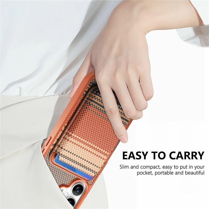 For iPhone 17 Magnetic Case Detachable Card Holder PU Leather + PC + TPU Shockproof Cover - Brown