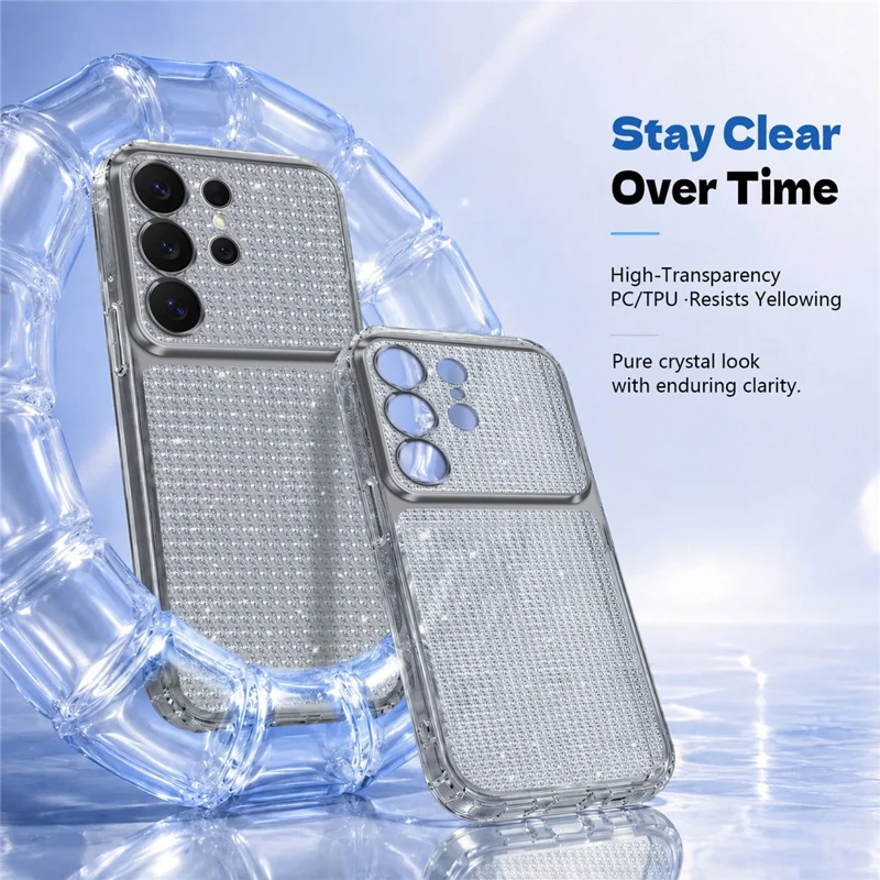 For Samsung Galaxy S24 Ultra TPU Case Diamond Texture Glitter Shockproof Phone Cover with Airbag Corner - Black