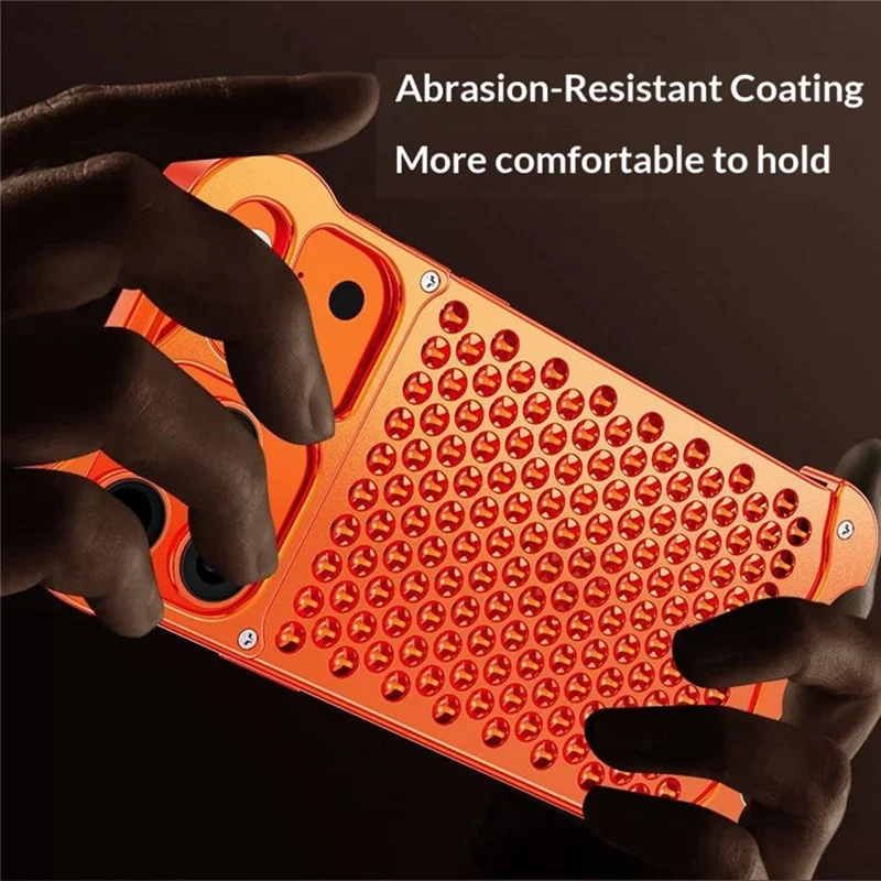 For iPhone 17 Pro Metal Case Perforated Heat Dissipation Shockproof Aluminum Alloy Frameless Phone Cover - Orange