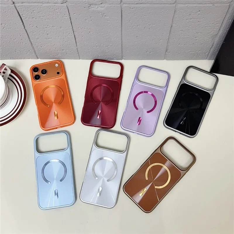For iPhone 17 Pro Magnetic Case Aurora CD Pattern PC + TPU Scratch-Resistant Back Cover - Red