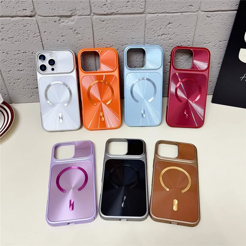 For iPhone 17 Pro Magnetic Case Aurora CD Pattern PC + TPU Scratch-Resistant Back Cover - Red