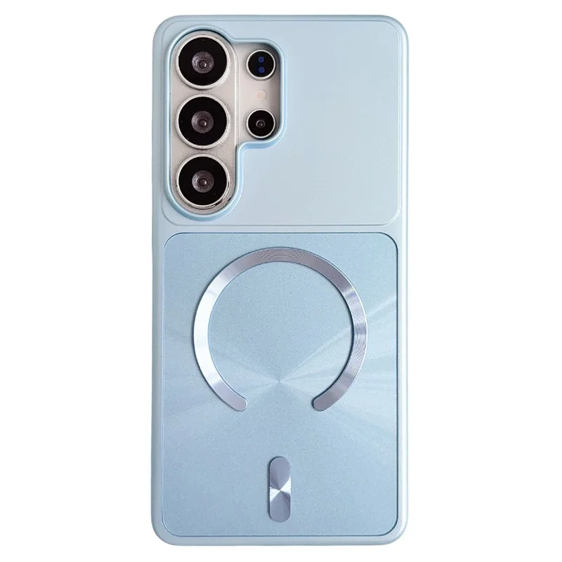 For Samsung Galaxy S26 Ultra Magnetic Case Aurora CD Pattern PC + TPU Scratch-Resistant Back Cover - Blue