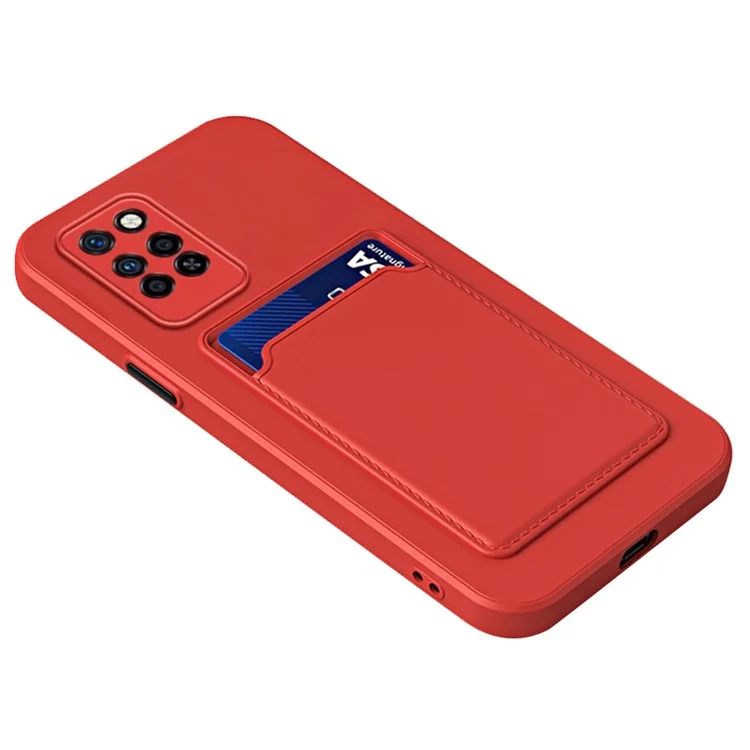 For Infinix Note 10 Pro Card Holder Drop-Proof TPU Case Protective Cell Phone Cover - Red