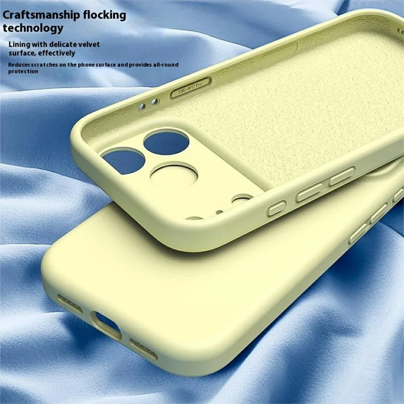 For iPhone 18 Pro Max / 17 Pro Max Case Precision Fit PC + Liquid Silicone Protective Phone Cover with Microfiber Lining - Yellow