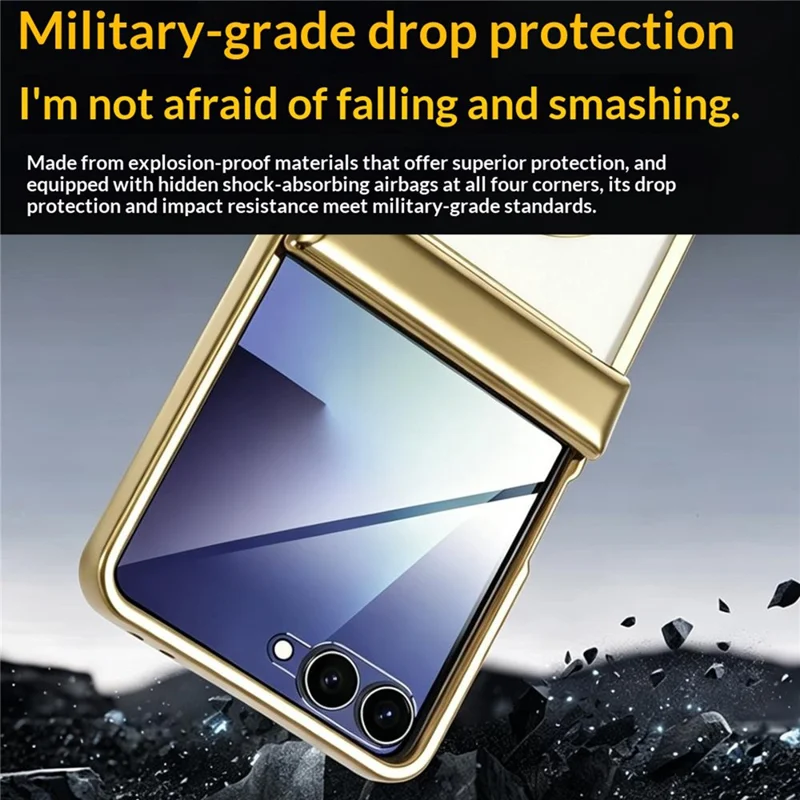 For Samsung Galaxy Z Flip8 Magnetic Case Electroplating CD Vein PC Phone Cover - Gold
