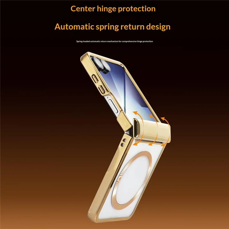 For Samsung Galaxy Z Flip8 Magnetic Case Electroplating CD Vein PC Phone Cover - Gold