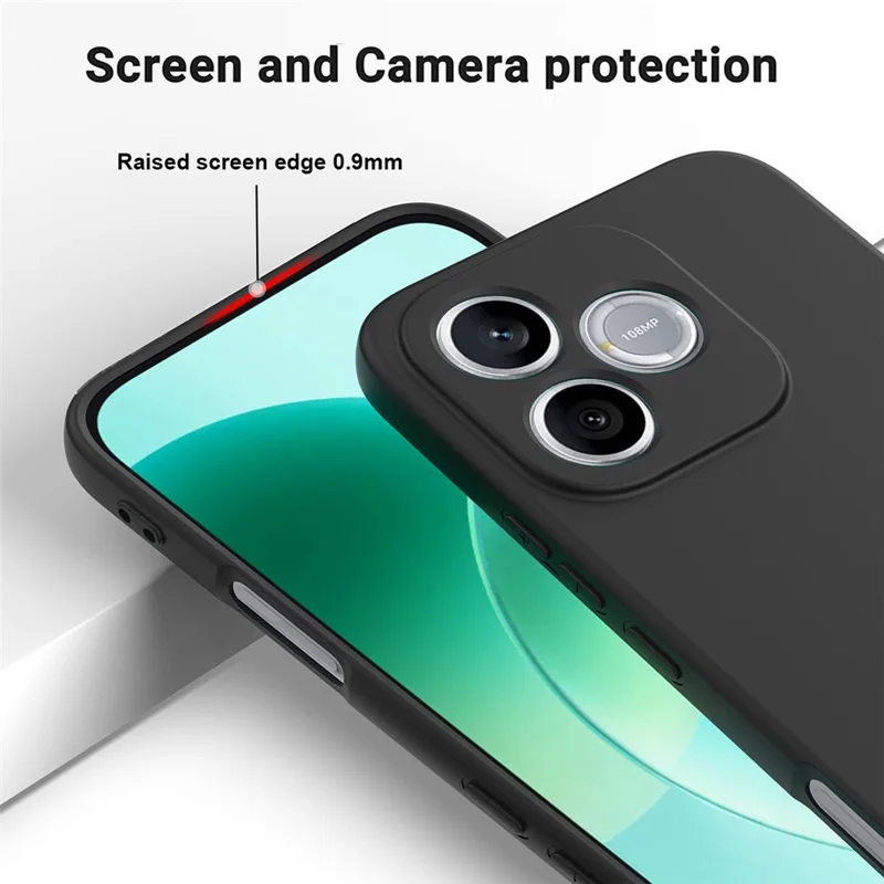 لـ Honor 600 Lite 5G / X80i 5G / 600e 5G غطاء خلفي من السيليكون السائل مع حزام يد - أسود