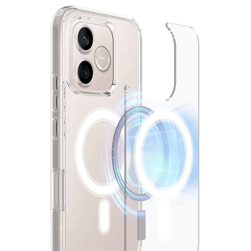 غطاء هاتف شفاف مغناطيسي لهاتف Honor 600 Lite 5G / X80i 5G / 600e 5G، غطاء خلفي من مادة TPU + أكريليك