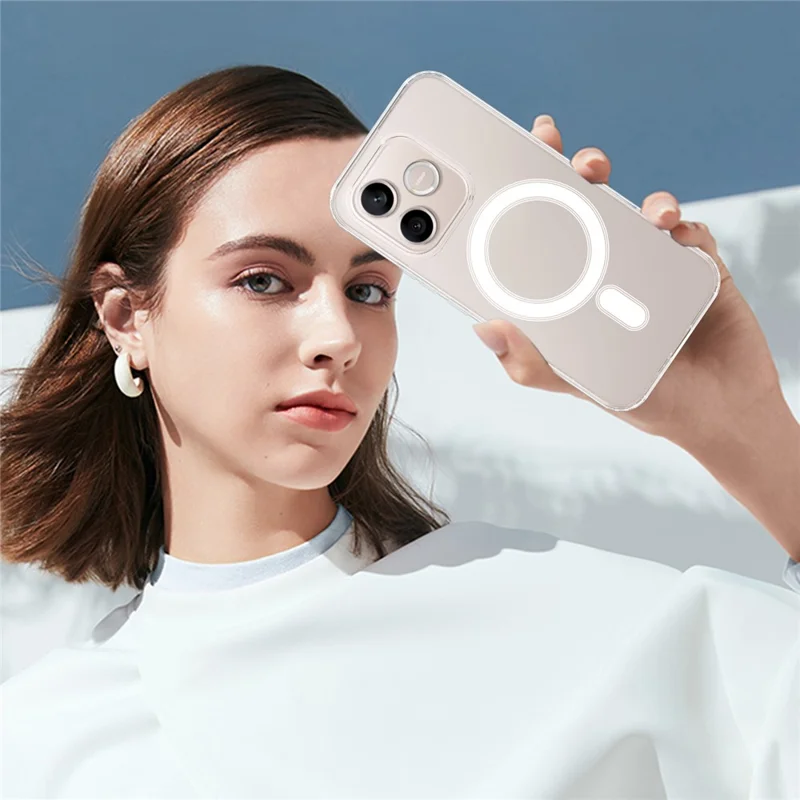 غطاء هاتف شفاف مغناطيسي لهاتف Honor 600 Lite 5G / X80i 5G / 600e 5G، غطاء خلفي من مادة TPU + أكريليك