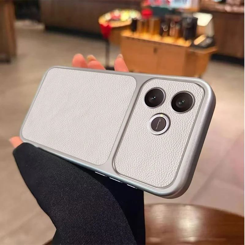 Capa Honor 600 Lite 5G em Pele Sintética Textura Resistente a Choques TPU - Branco