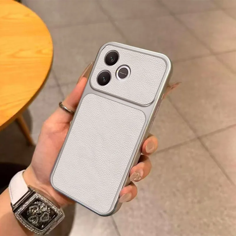 Capa Honor 600 Lite 5G em Pele Sintética Textura Resistente a Choques TPU - Branco