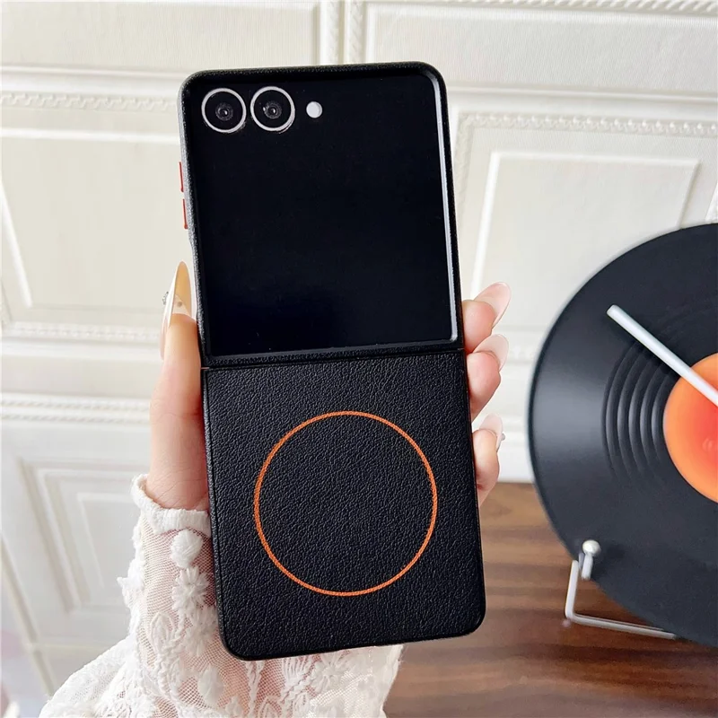 For Samsung Galaxy Z Flip8 Magnetic Case Leather + PC Phone Cover - Black