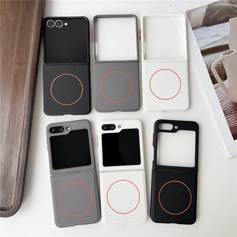 For Samsung Galaxy Z Flip8 Magnetic Case Leather + PC Phone Cover - Black
